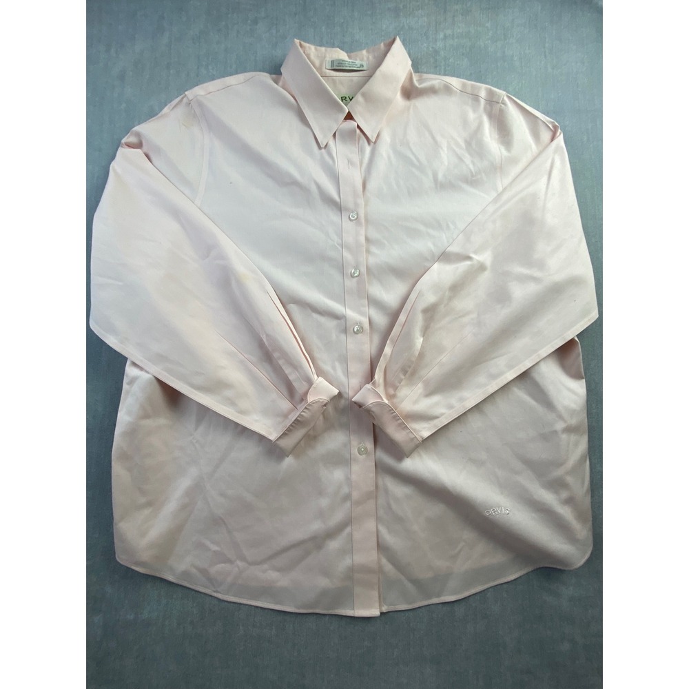 Orvis Womens Pink Wrinkle Free 100% Cotton Button Down Shirt Size 20 Long Sleeve